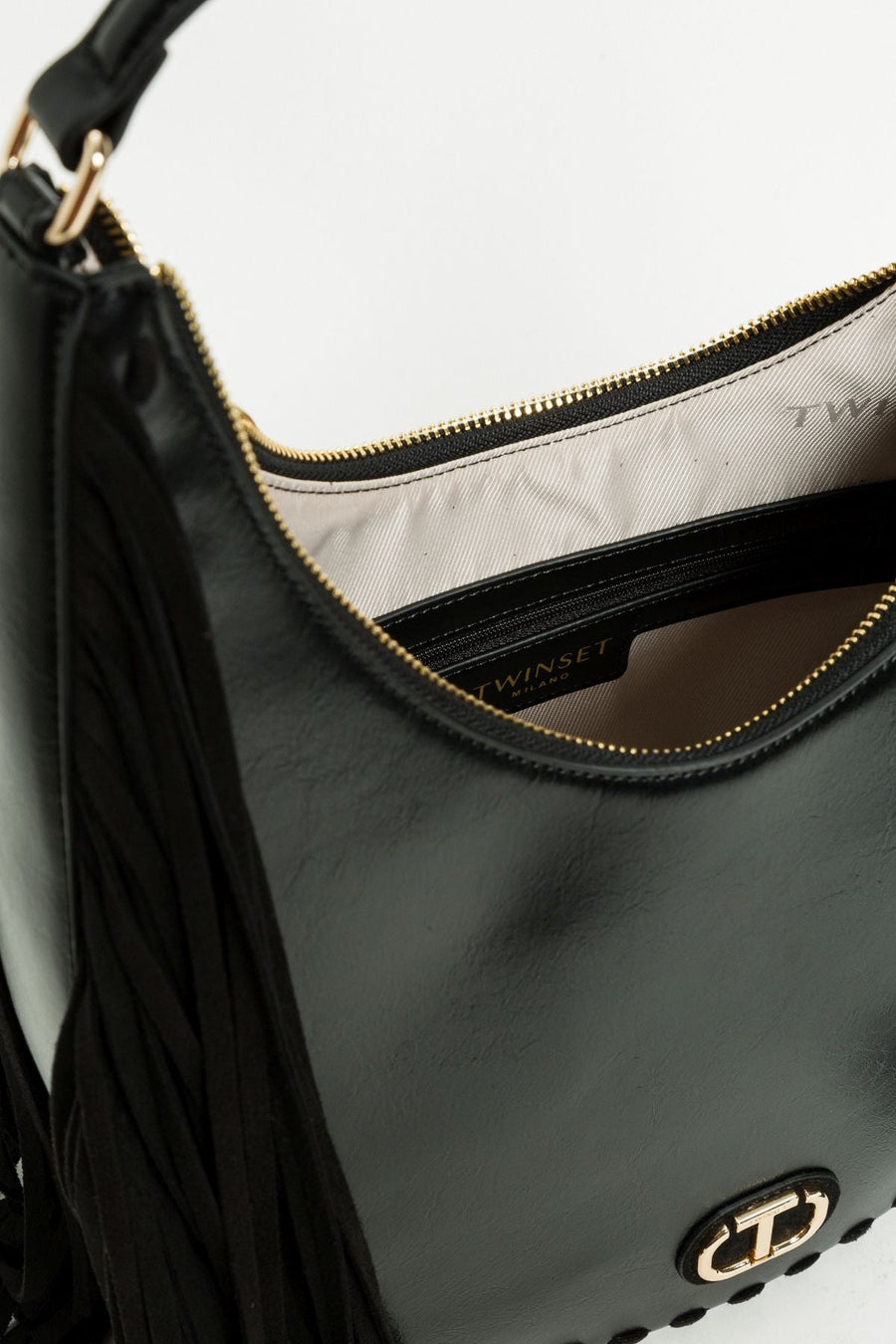 Twinset Black Fringe Hobo Bag