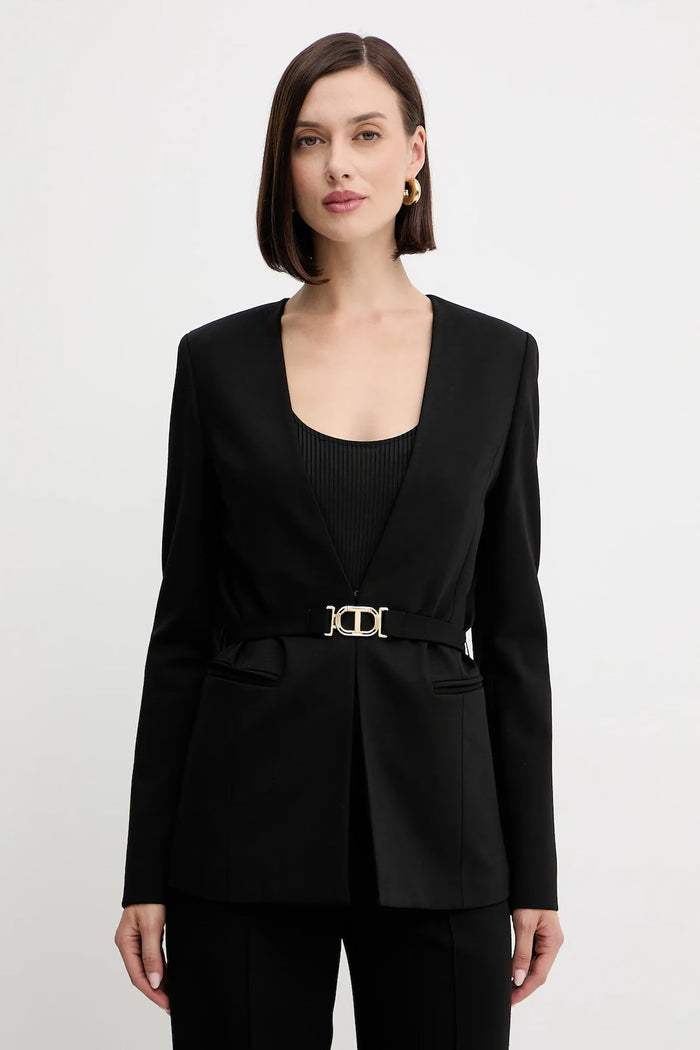 Twinset Black Knitted Belted Jacket