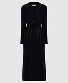 Twinset Black Knitted Midi Dress with Gold Buttons