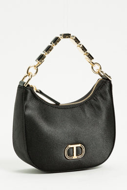 Twinset Black Satin Mini Bag with Chain Handle