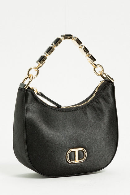 Twinset Black Satin Mini Bag with Chain Handle