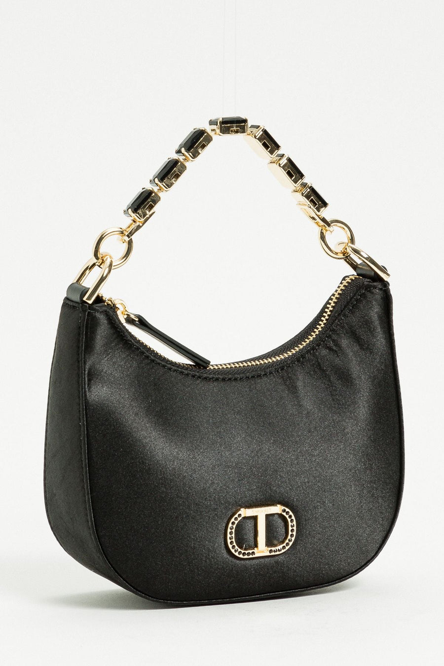 Twinset Black Satin Mini Bag with Chain Handle
