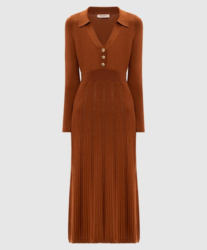 Twinset Nespresso Coffee Knitted Midi Dress