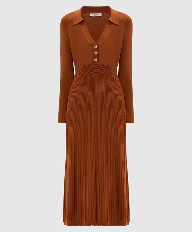 Twinset Nespresso Coffee Knitted Midi Dress