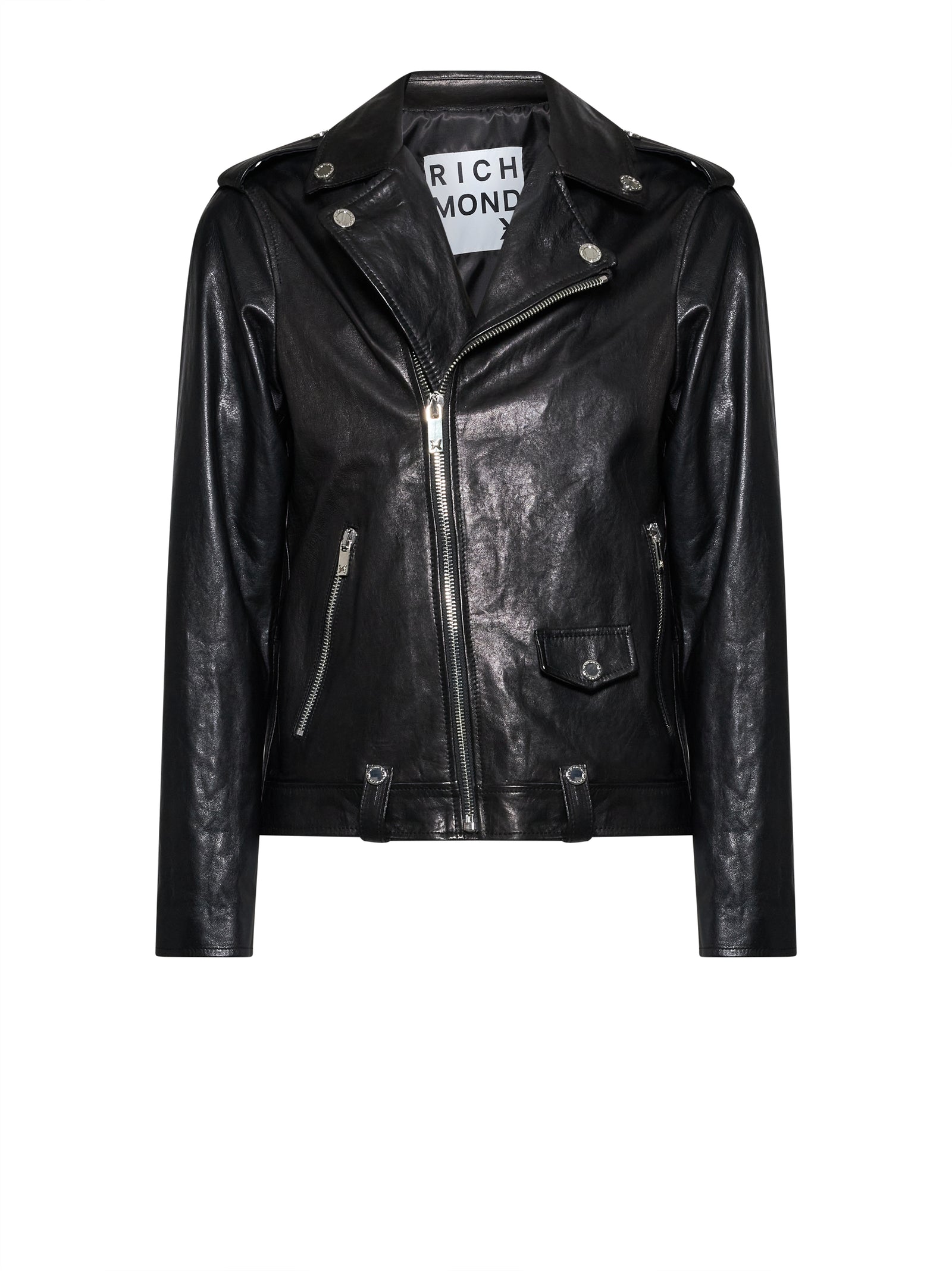 John Richmond Glossy Leather Biker Jacket