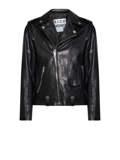 John Richmond Glossy Leather Biker Jacket