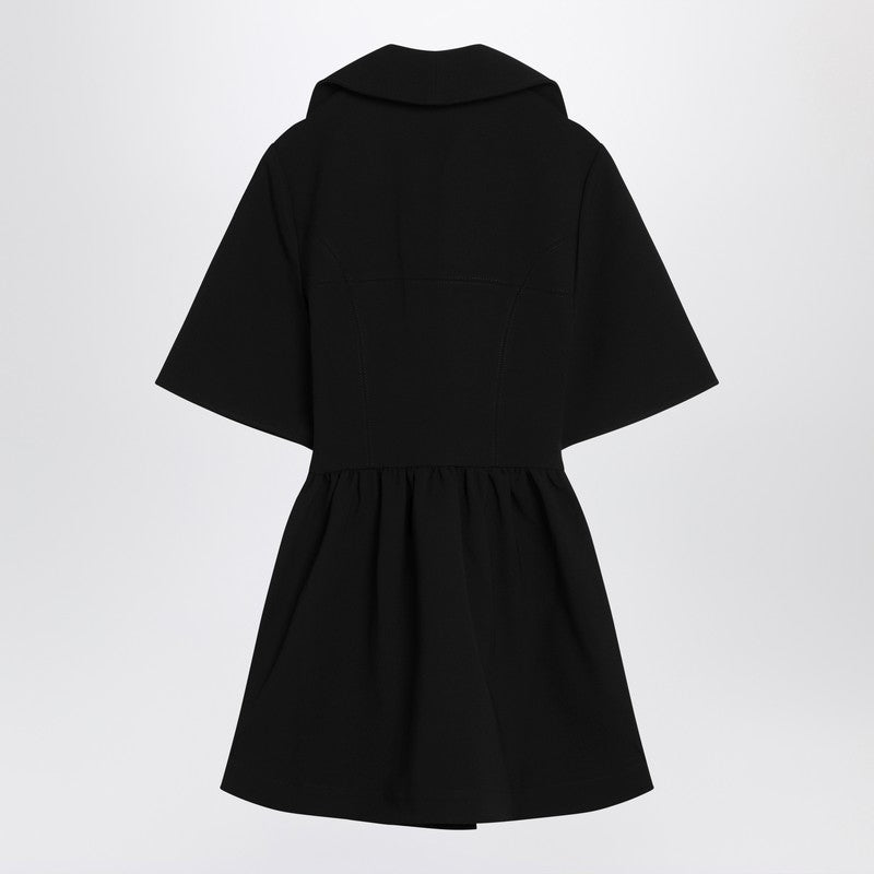 GANNI Black mini dress in crêpe