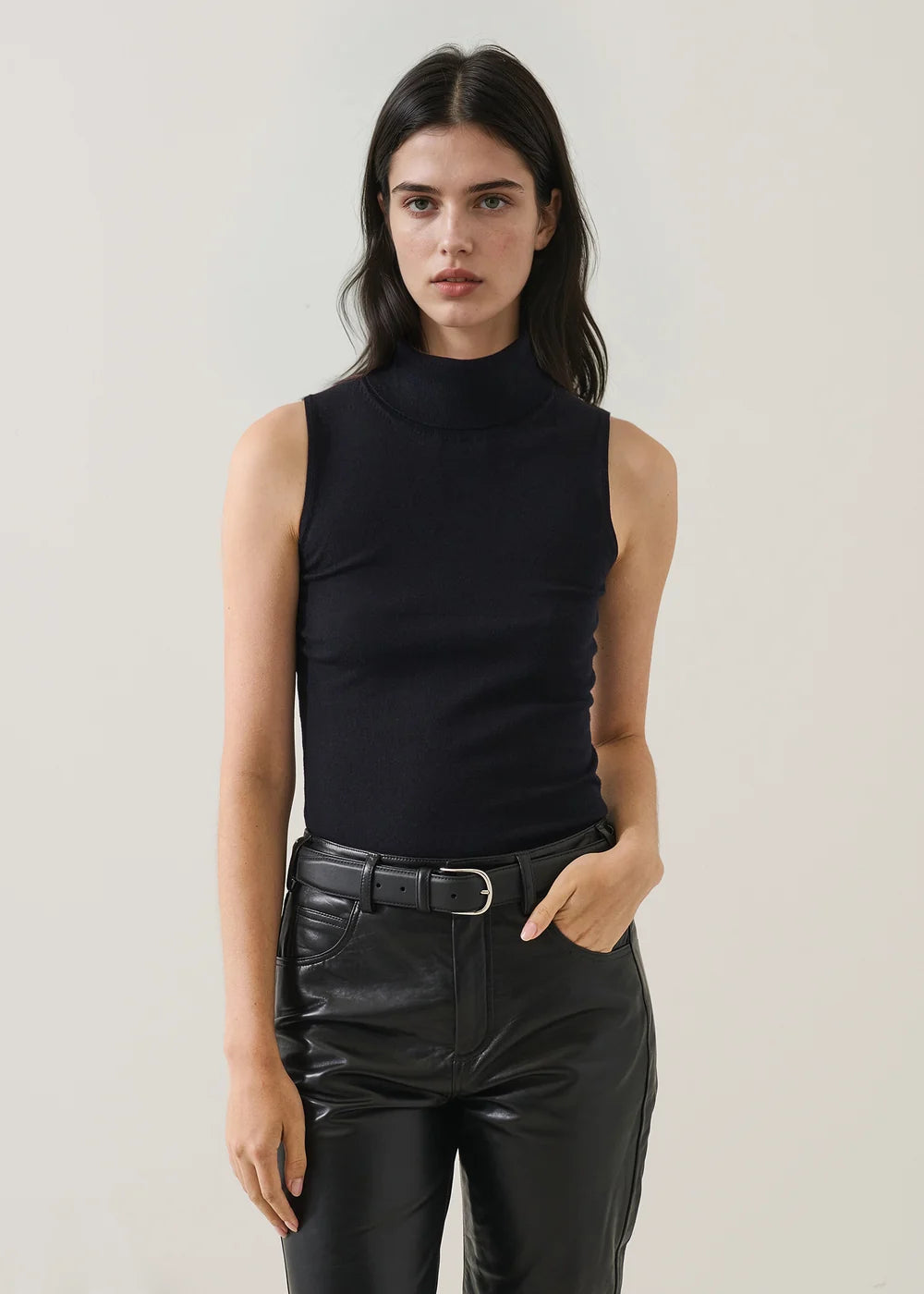 Superfine Merino Sleeveless Turtleneck
