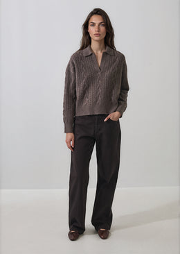 Superfine Wool Relaxed Cable Polo