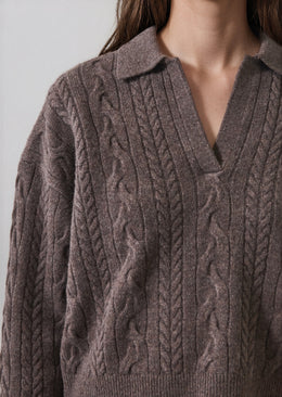 Superfine Wool Relaxed Cable Polo