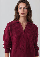 Superfine Wool Relaxed Cable Polo