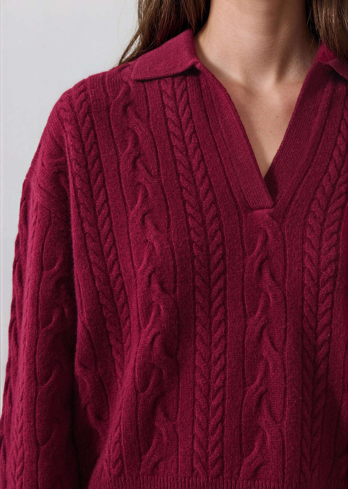 Superfine Wool Relaxed Cable Polo