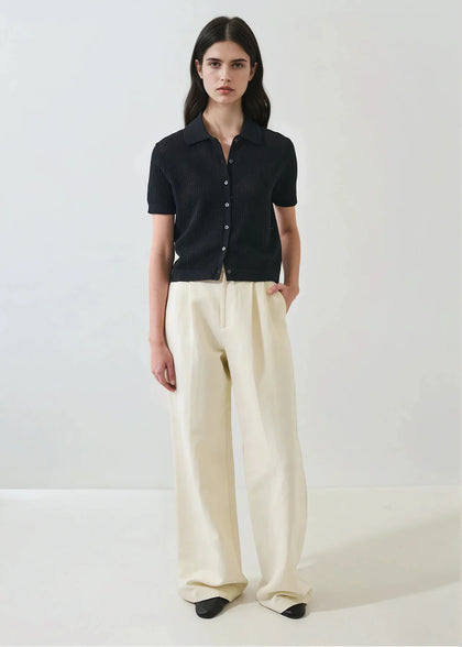 Cotton Cashmere Button-up Knit