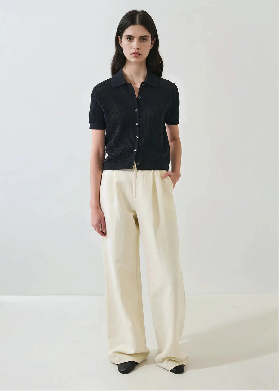 Cotton Cashmere Button-up Knit