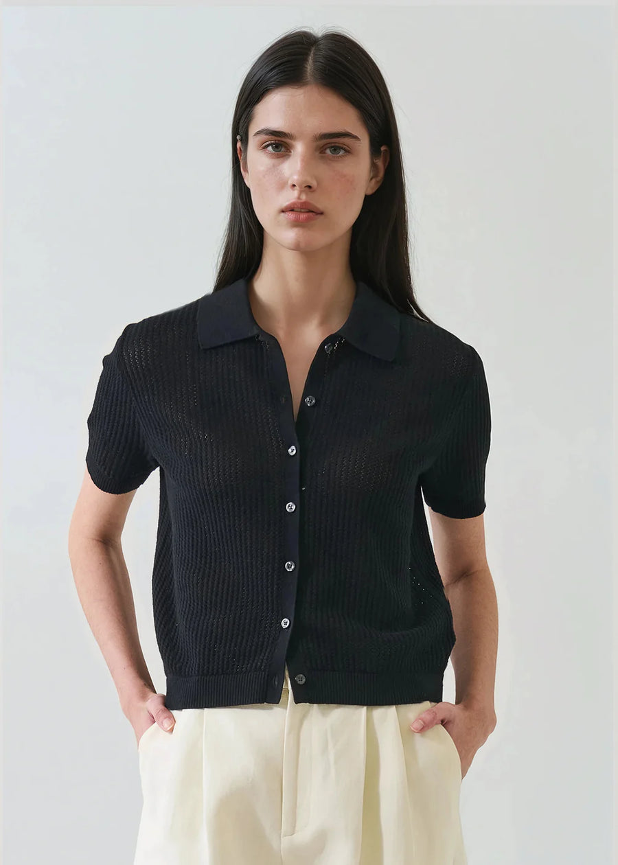 Cotton Cashmere Button-up Knit