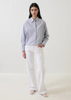 Cotton Stripe Boxy Shirt