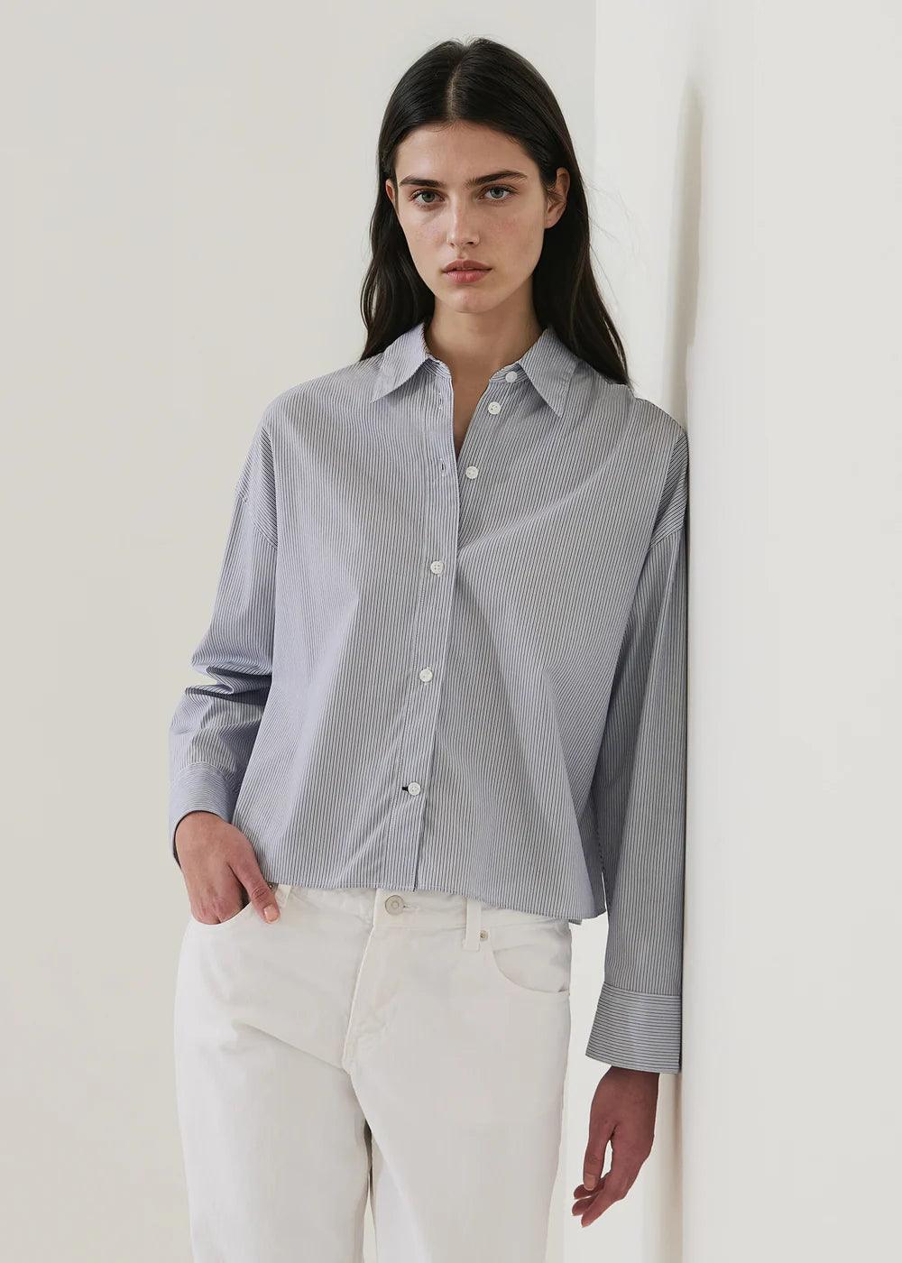 Cotton Stripe Boxy Shirt