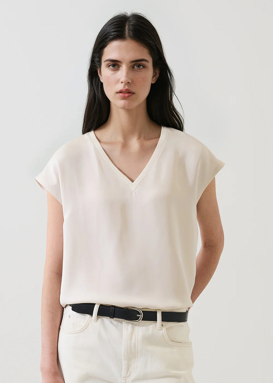 Silk Dolman V-Neck T-Shirt