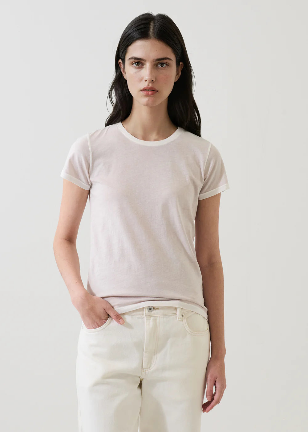Patrick Assaraf Reverse Spray Lightweight Pima Cotton Classic T-Shirt
