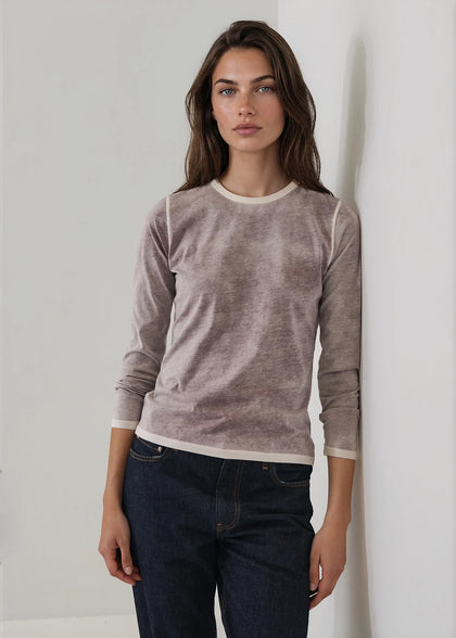 Reverse Spray Lightweight Pima Cotton Crewneck T-Shirt