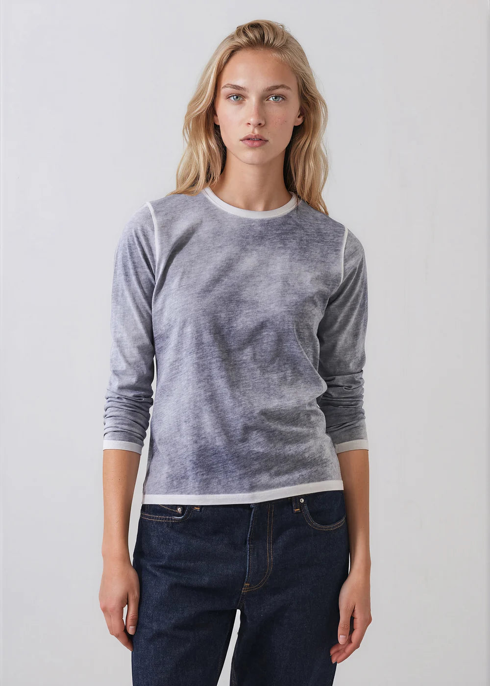 Reverse Spray Lightweight Pima Cotton Crewneck T-Shirt