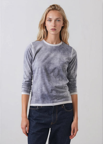 Reverse Spray Lightweight Pima Cotton Crewneck T-Shirt