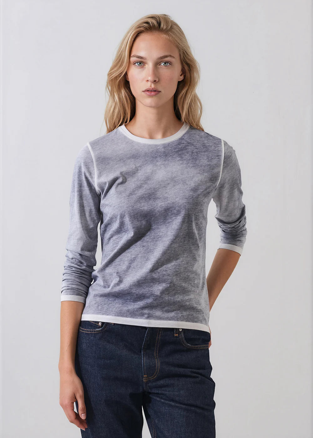 Reverse Spray Lightweight Pima Cotton Crewneck T-Shirt