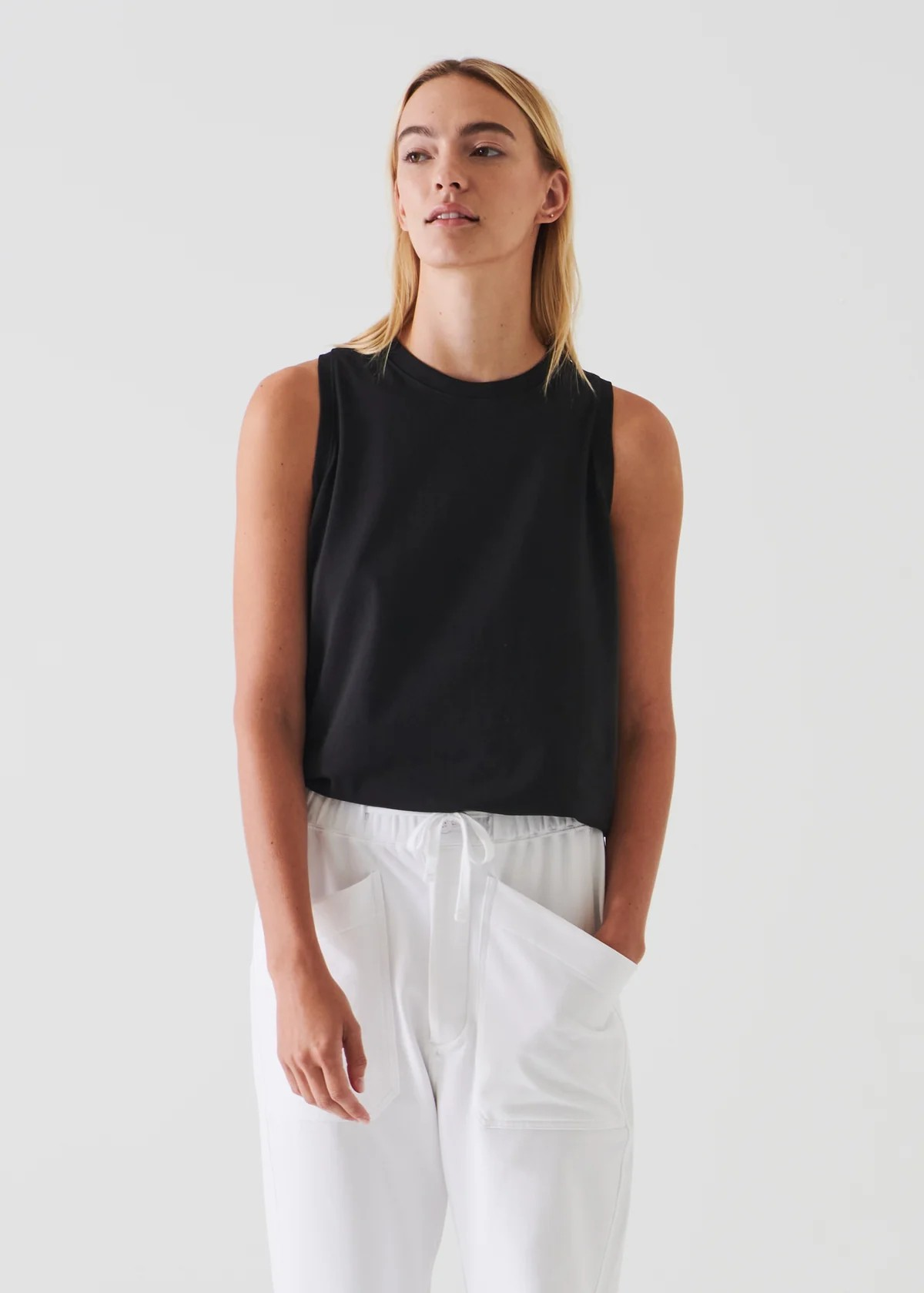 Pima Cotton Stretch Scoop Neck Rib Tank