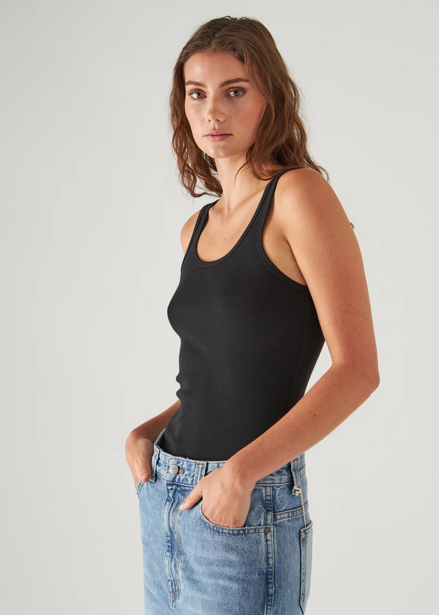 Pima Cotton Stretch Scoop Neck Rib Tank
