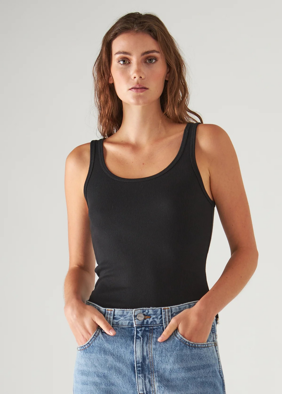 Pima Cotton Stretch Scoop Neck Rib Tank