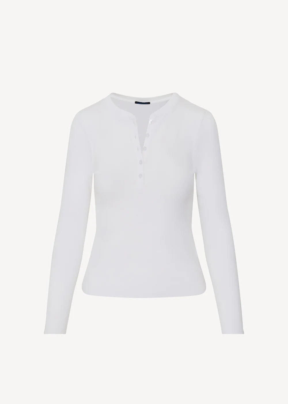 Pima Cotton Stretch Ribbed Long Sleeve Henley