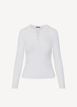 Pima Cotton Stretch Ribbed Long Sleeve Henley