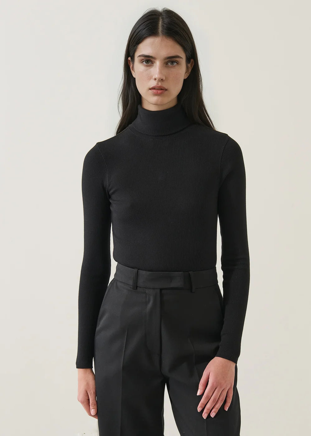Pima Cotton Stretch Ribbed Turtleneck