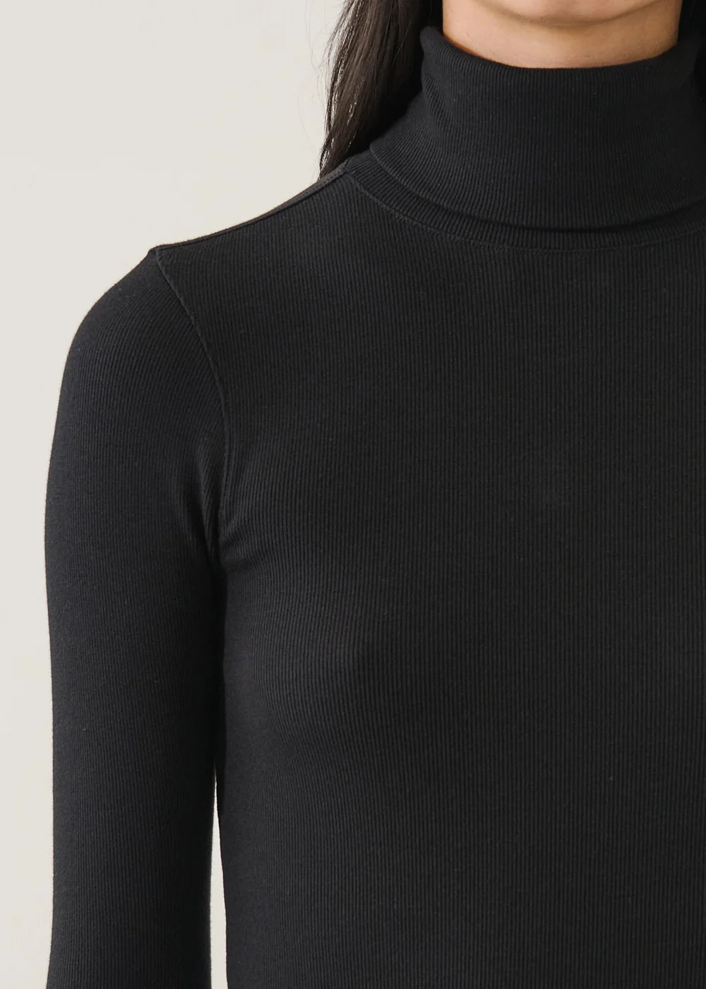 Pima Cotton Stretch Ribbed Turtleneck