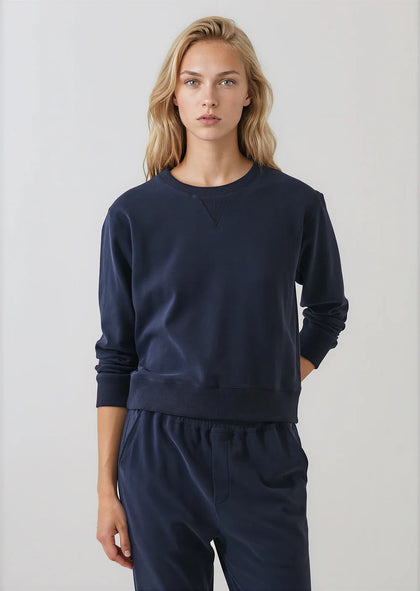 Brushed Pima Cotton Cropped Sweatshirt