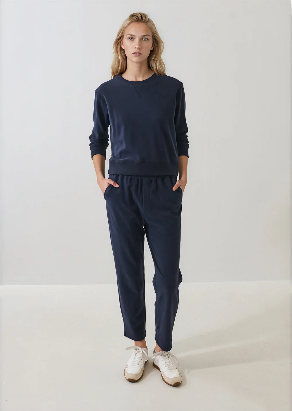 Brushed Pima Cotton Cropped Sweatshirt
