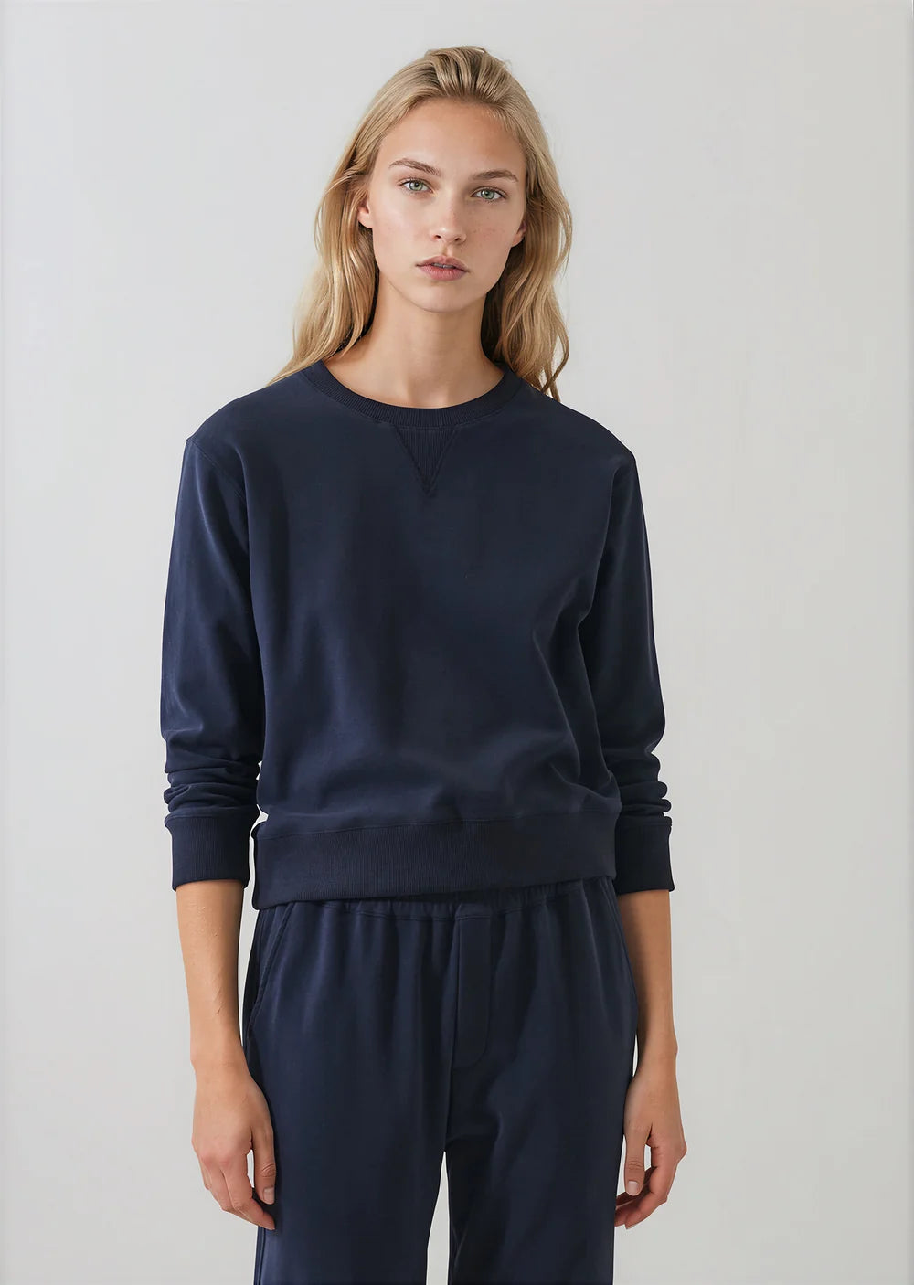 Brushed Pima Cotton Cropped Sweatshirt