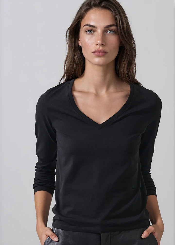 Patrick Assaraf Iconic Pima Stretch V-Neck