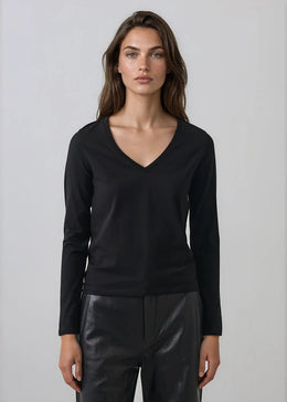 Patrick Assaraf Iconic Pima Stretch V-Neck