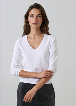 Patrick Assaraf Iconic Pima Stretch V-Neck