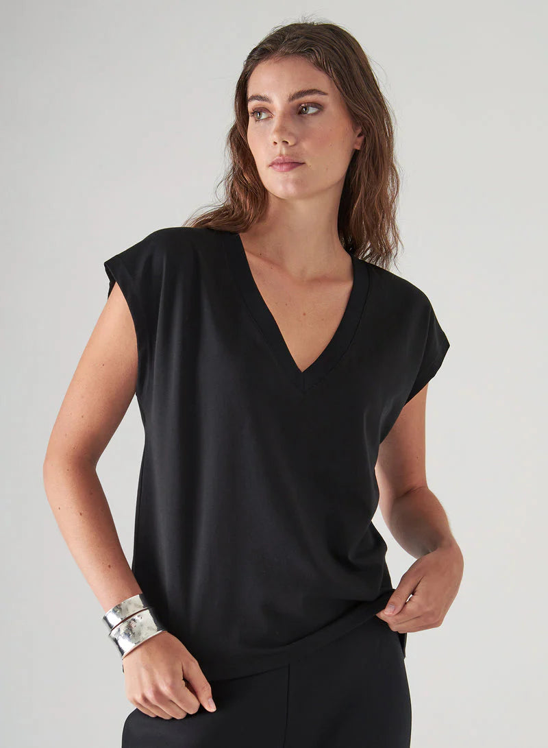 Pima Cotton Stretch Dolman V-Neck T-Shirt