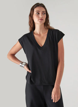 Pima Cotton Stretch Dolman V-Neck T-Shirt