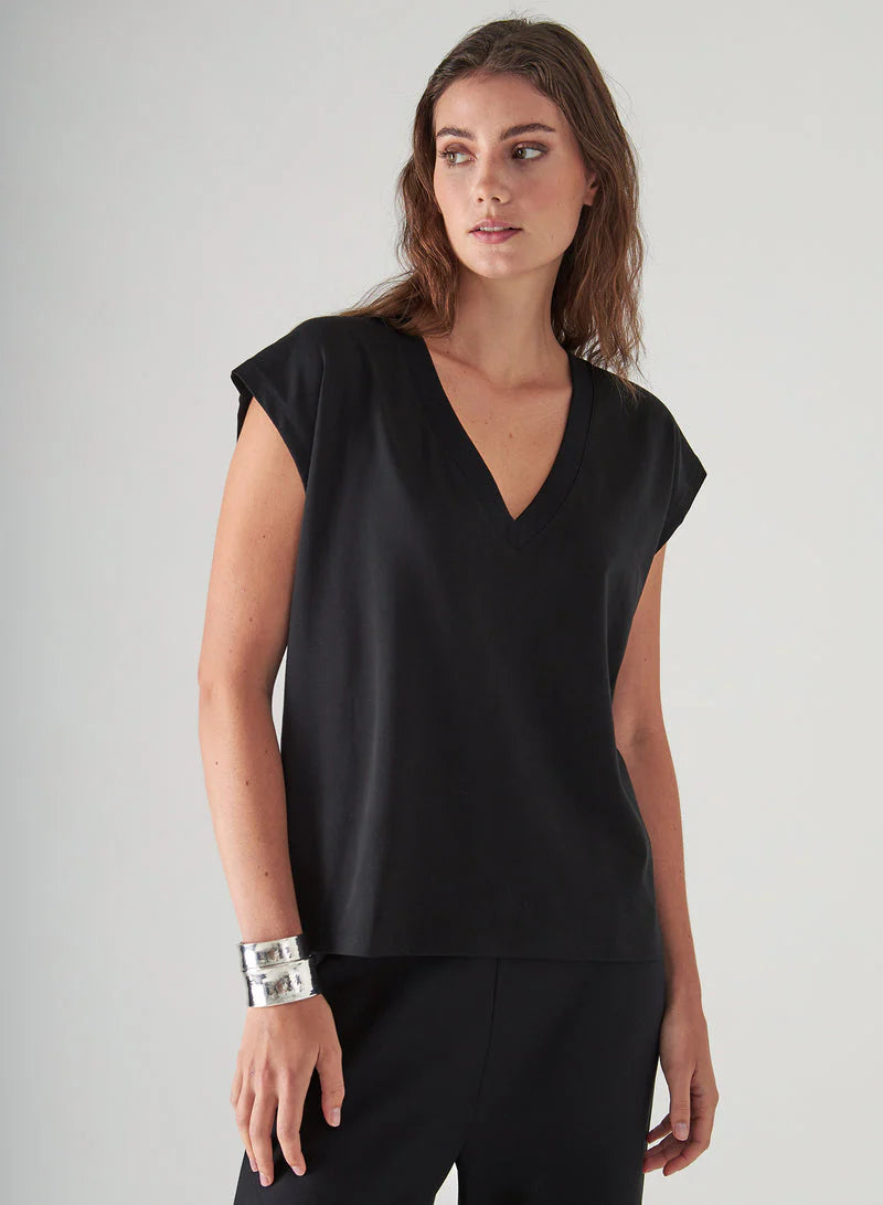 Pima Cotton Stretch Dolman V-Neck T-Shirt