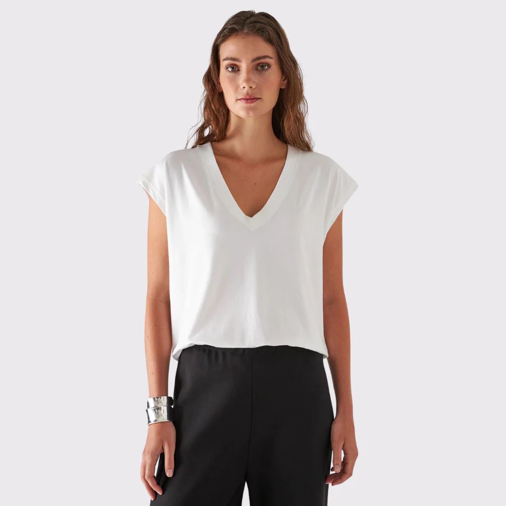 Pima Cotton Stretch Dolman V-Neck T-Shirt
