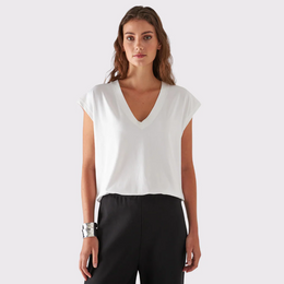 Pima Cotton Stretch Dolman V-Neck T-Shirt