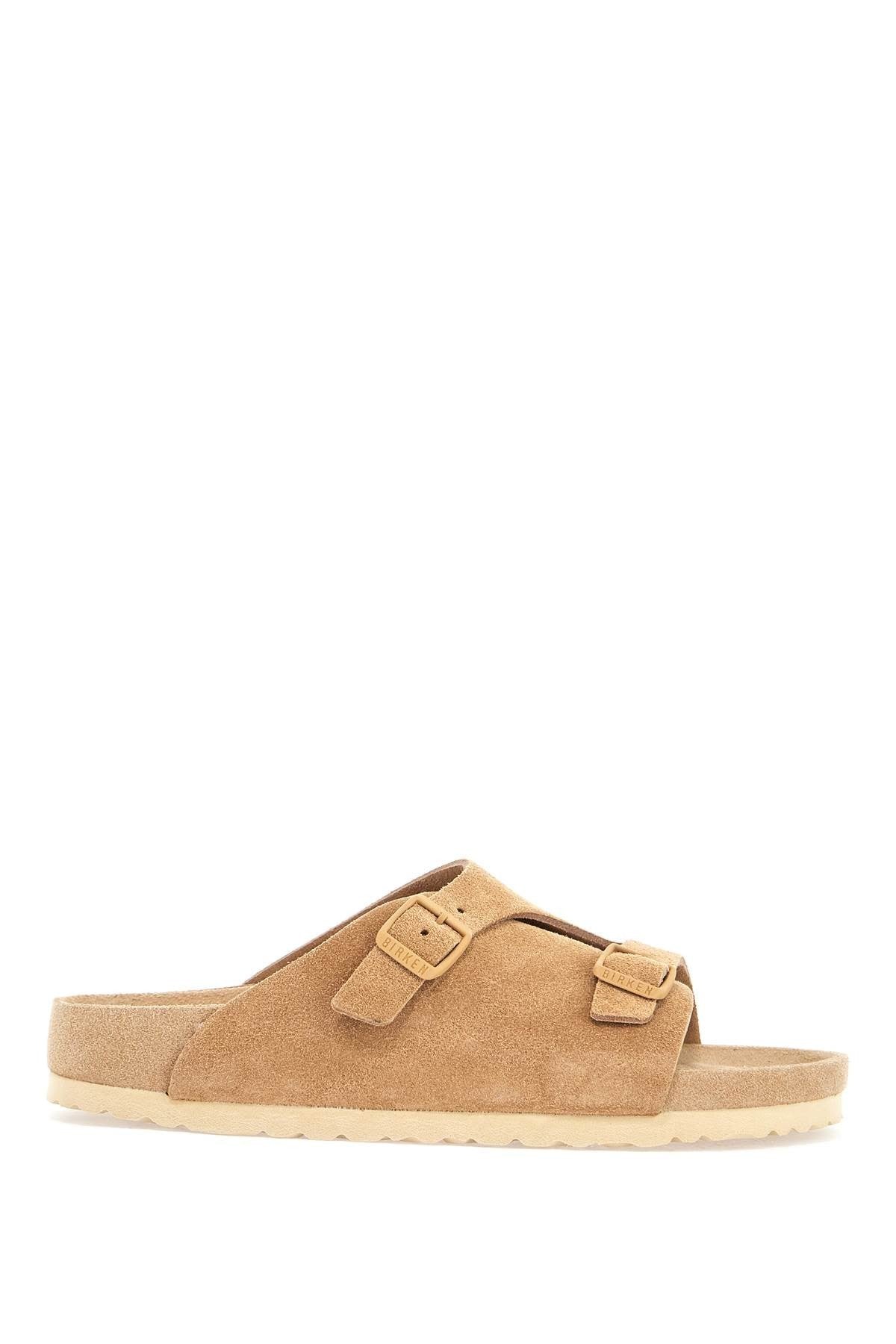 beige suede zurich sandals with adjustable buckles