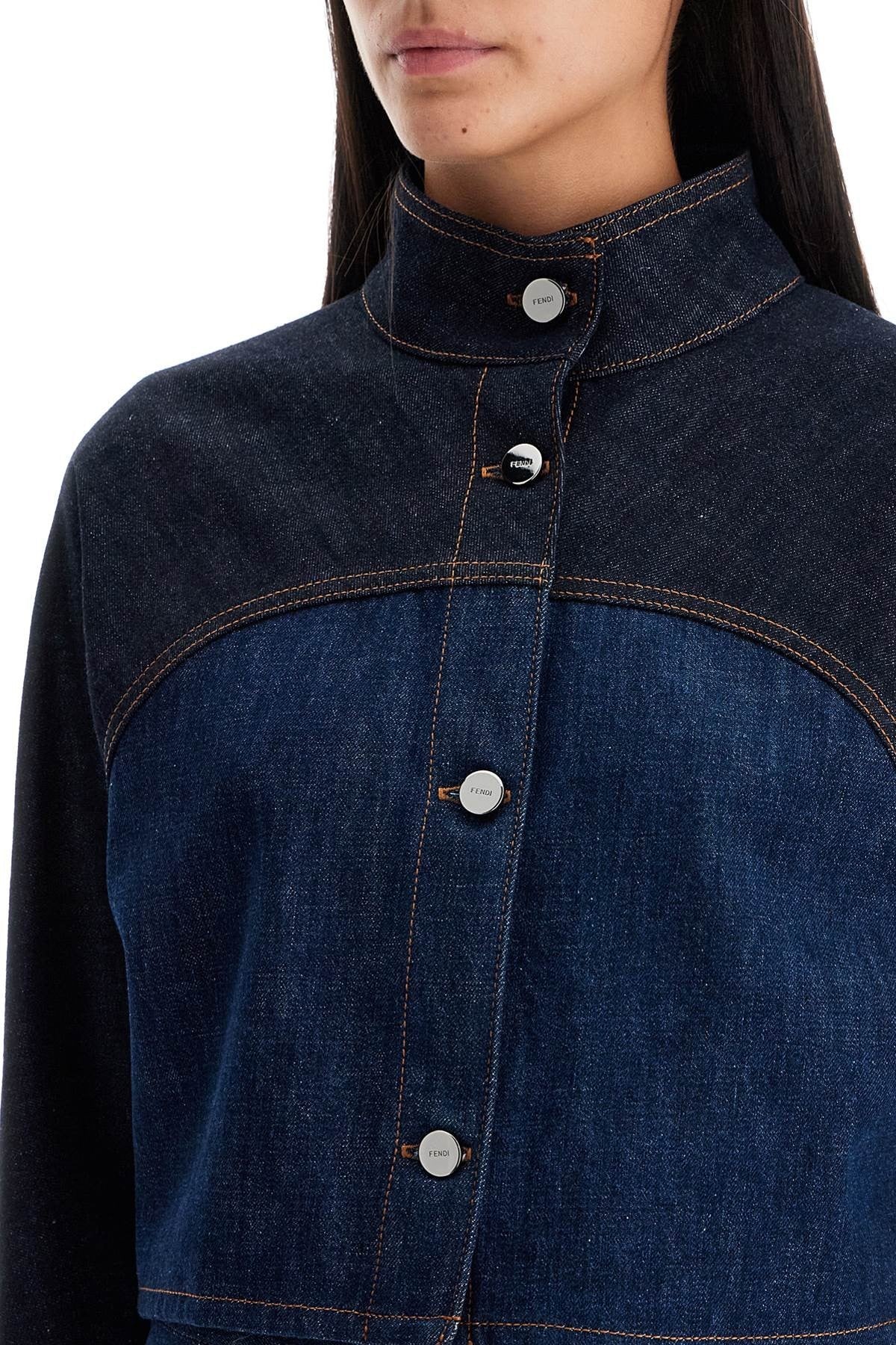 Bicolor Cropped Denim Jacket In