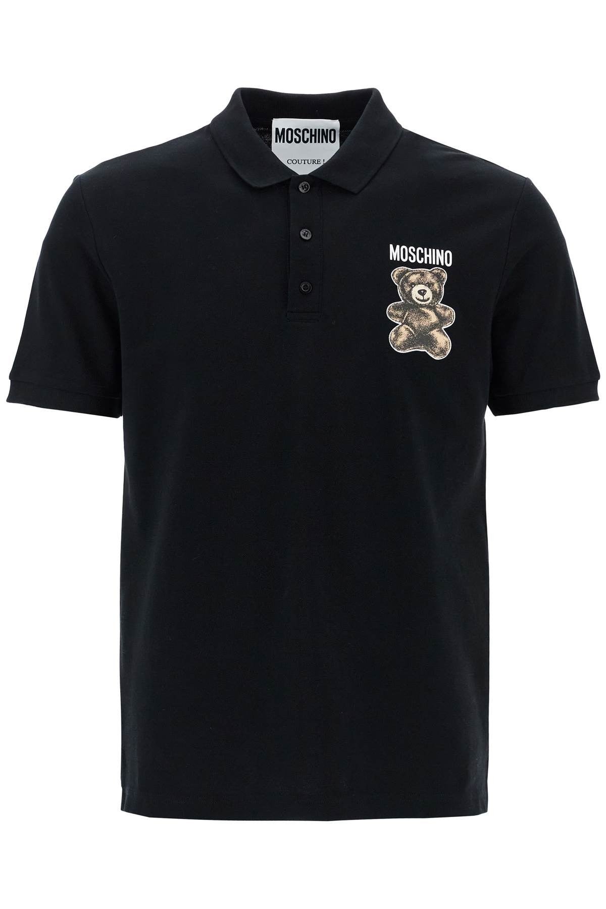 black cotton polo with bear print