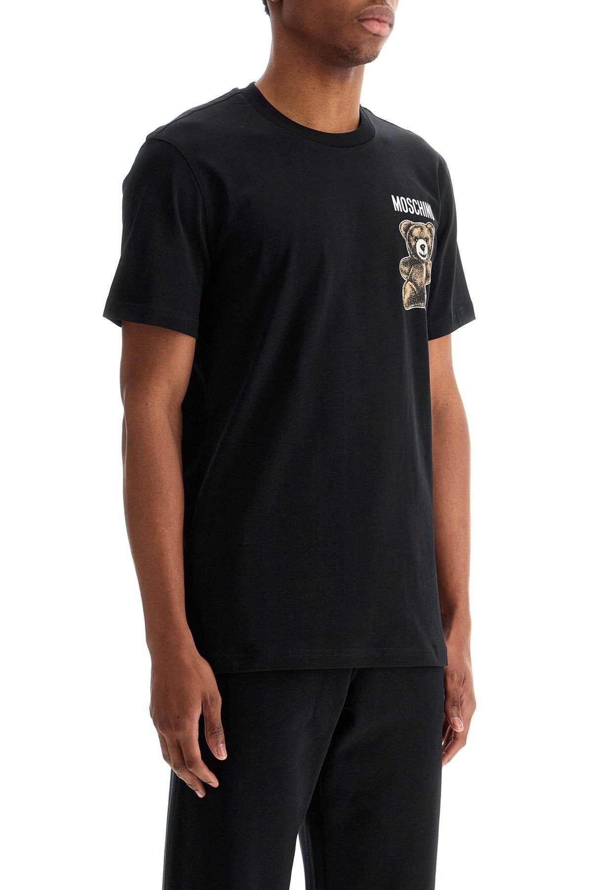 black cotton t-shirt with bear print