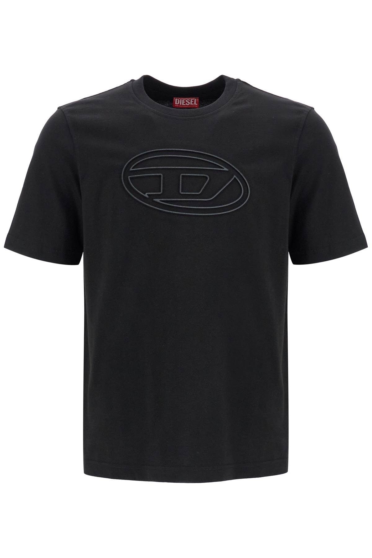 black cotton t-shirt with embossed logo